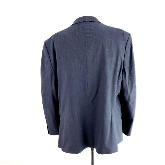 Tommy Hilfiger Wool Lycra 2 Button Suit Jacket 44R Blue Striped Peak Lapel Extra - Picture 5 of 11